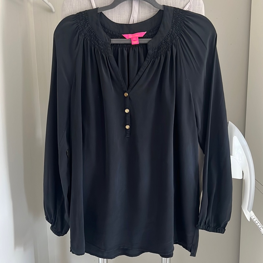 Lilly Pulitzer Elsa Silk Top Black XL